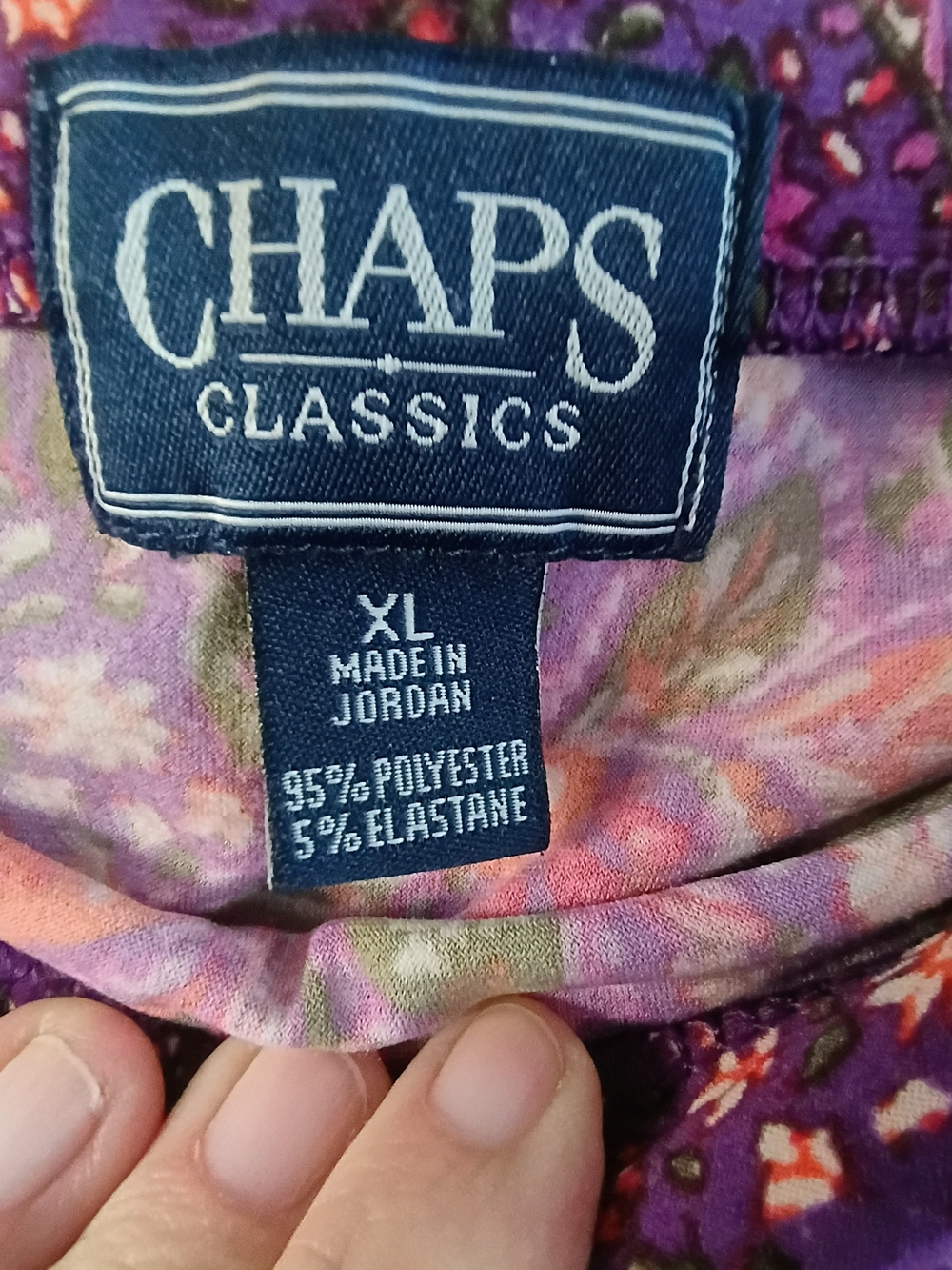 Chaps Classics Floral Purple Midi Skirt Womens XL Stretch Boho Flounce Hem - Picture 3 of 6